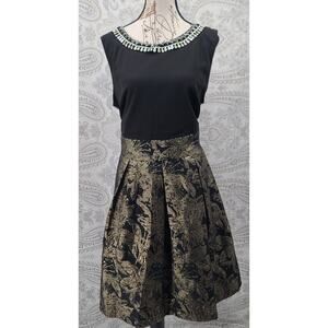 Studio One NY Black & gold cocktail party dress size 18 Beaded shimmer Holiday